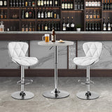 Yaheetech Round Bar Table, Adjustable Height and 360° Swivel Bar Tables, Cocktail Table with MDF Top, Silver Leg Base for Bar, Bistro, Café, Grey Yaheetech