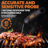 1 Second Instant Read Food Thermometer Rechargeable Meat Thermometer Digital Kitchen Thermometer for Cooking, Grill Thermometer, BBQ Thermometer Waterproof Famoos