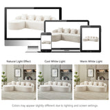 104.3" Boneless Curved Couch, l Shaped 4-Seater Cloud Couch with Deep Seat Chaise, Oversized Curved Sofa, Chenille Modular Sectional Couches for Living Room, No Assembly, Beige Abbrevi