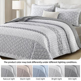 Cottolester Boho Quilt Set King Size Gray Farmhouse Quilt Bedding Set Striped Lightweight Summer Bedspread Coverlet Bedding Set 104"x90" (3 Pieces) Cottolester