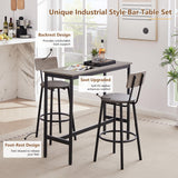 Tatub Bar Table and Chairs Set of 2, Industrial Sofa Table with Stools, 3 Piece Counter Height Small Dining Table Set for 2, Pub Table and Chairs Set of 2, Gray Tatub