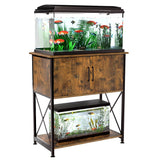 Herture 20-29 Gallon Aquarium Stand Metal Frame Fish Tank Stand with Cabinet Storage, for 20 Gallon Long Aquarium,30.7" L*16.5" W Tabletop,330LBS Capacity Rustic Brown and Black PG01YGN Herture