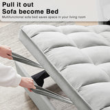 Wakefit 3 in 1 Convertible Sleeper Sofa Bed, Futon Couches for Living Room with Side Pocket | Adjustable Backrest | Velvet Fabric | Pull Out Couch | Small Loveseat | Sectional Sofa Bed(Grey) Wakefit