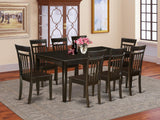 East West Furniture HECA9-CAP-W 9 Piece Kitchen Table Set Includes a Rectangle Dining Table with Pedestal and 8 Dining Room Chairs, 42x72 Inch, Cappuccino East West Furniture