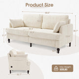 HOMEFUN Small Loveseat Couch for Living Room, 68" Modern Style Chenille 2-Seater Sofa with USB Charger、LED Lights and Storage Pocket HOMEFUN