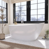 59" Free Standing Tub Freestanding Bathtub, Acrylic Stand Alone Tub, Contemporary Deep Soaking Bath Tub, cUPC Certified SY9950 (Glossy White) SYLONWILL
