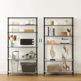 SONGMICS 6-Tier Storage Shelves, Wire Shelving Unit, Kitchen Metal Shelves, Storage Rack with Adjustable Shelves, Shelf Liners, 8 Hooks, for Garage, 13.8 x 35.4 x 69.7 Inches, Black ULGR096B01 SONGMICS