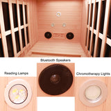 KUNSANA Ceramic 1 Person Infrared Sauna Far Infrared Saunas for Home Hemlock Wood Indoor Sauna Room 2 in 1 Sauna with Low EMF Heaters + Ceramic Heating Cube-Chromotherapy-Bluetooth Speaker KUNSANA