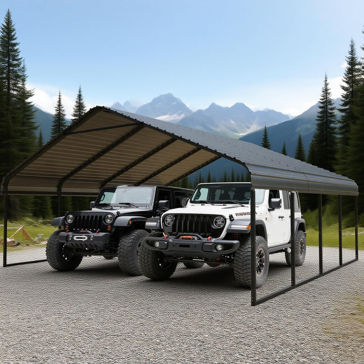 FILLOSLOV Heavy Duty Metal Carport 20x20 ft Galvanized Steel Frame RV Carport Storage All Weather Shelter Easy Assembly for 2 Car Extra Large Canopy for Dual Vehicle Boat Protection Garage Party Tent FILLOSLOV