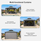 PURPLE LEAF 13' X 13' Gazebo with Galvanized Steel Hardtop Roof Patio Gazebo for Outdoor Lawn and Garden Permanent Pavilion Grey PURPLE LEAF