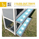 2 Story Solid Wood Rabbit/Bunny Hutch with 2 Large Main Rooms, Indoor Outdoor Rabbit House Guinea Pig Cage Pet House for Small Animals with Ventilation Door Removable Tray Waterproof Roof (Grey) AMZOSS