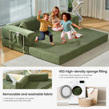GEARIVY Folding Sofa Bed Convertable Corduroy Couch King Size Floor Sleeper 4-in-1 DIY Combination Modular Sofa Fold Out Futon Lounge Comfy Foldable Lazy cama for Living Room (Green, 70.86") GEARIVY