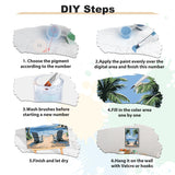 EOBROMD Framed Paint by Numbers Kits for Adults Sunny Beach Palm, DIY Kits Crafts for Beginner, Painting on Stretched Canvas, Oil Paint by Numbers for Home Decor Gift 12x16inch EOBROMD