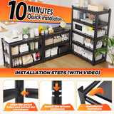 FFVVGH 72 ”H Garage Shelving Heavy Duty, Garage Storage Shelves 2500LBS Industrial Shelving Unit, Adjustable Metal Shelving, Steel Garag Organizer, Rack Shelf for Basement, 72 ”H×36”W×16”D FFVVGH