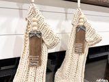 Wood Stocking Name Tags, Personalized Stocking Tags, Farmhouse Christmas Stocking Tag, White and Black Buffalo Check Appalachian Artisans