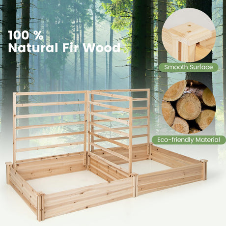 Giantex Raised Garden Bed with 3 Trellises, 88"L x 45"W x 43"H, Set of 2 Wood Planter Box for Vegetables Flowers Herbs Fruits Climbing Plants Cucumber, Easy Assembly, Outdoor Rectangular Raised Beds Giantex