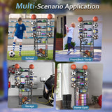 Shinoske Ball Storage Rack with Wheels,6-Tier Basketball Rack with Storage Basket and Hooks,Multi Use Garage Sports Equipment Organizer,for Sports Gear,Volleyball,Football,Indoor/Outdoor Use,Black Shinoske