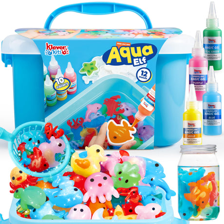 Klever Kits Water Gel Kit, Magic Fairy Water Gel Toy Kit with 10 Gels, 12 Molds, Preserving Bottle for Presents, Party Favors, Birthday Gifts, Arts & Crafts DIY STEM Kits for Kids Klever Kits