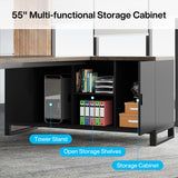 Tribesigns 70.8" Executive Desk with 55" File Cabinet, Industrial L Shaped Computer Desk with Storage Shelves and Cabinet, Large L Shaped Executive Desk for Home Office, Retro Gray & Black Tribesigns