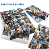 Funny Cat Art Puzzles for Adults 1000 Pieces, Nature Travel Kitten US Landmarks Jigsaw Puzzles, Animal Landscape Collage Scenic Puzzle IdeaBazar