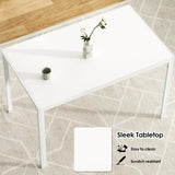 Farini White Dining Table for 4-6 Person,47" Rectangular Wooden Dining Table Top and Metal Frame for Home Kitchen Dining Desk (47 inch,White) Farini
