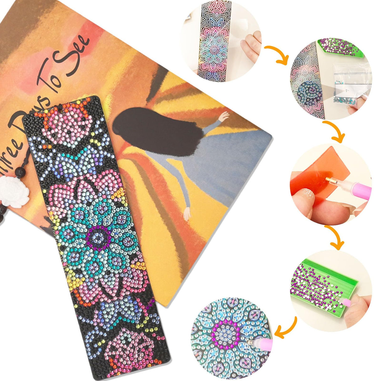 8PCS Mandala Diamond Art Bookmarks for Adults Acrylic Bookmark Kit with Tassel for Book Lovers Gift 5D Diamond Art Book Marks for DIY Making Beginners Arts Craft HAOAD