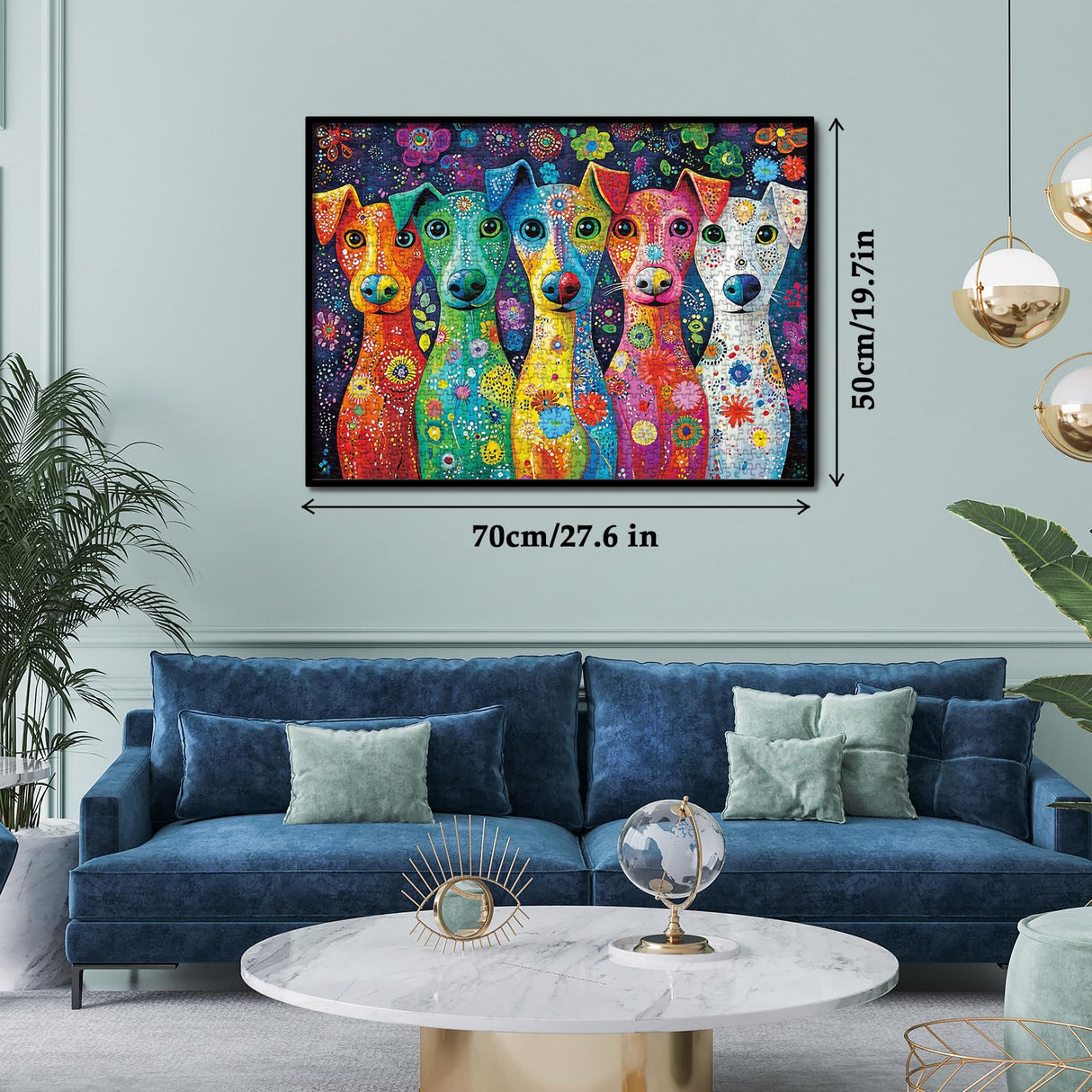 Colorful Dog Painting Jigsaw Puzzle 1000 Piece for Adult, Art Puppy Beautiful Flower Jigsaw Puzzles, Funny Animal Aesthetic Puzzle Larkipuzz