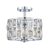 MEXO Farmhouse Crystal Round Semi Flush Mount Modern Close to Ceiling Light Fixture, Cylinder Drum Shade Ceiling Lights 3LT Ceiling Lamp for Kitchen Island Dinning Room Bedroom MEXO