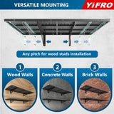 YIFRO 2-Pack 1.5x4ft Heavy Duty Garage Wall Shelving, 500 lbs Load Capacity, Garage Shelving Wall Mounted, Garage Storage Rack with Hooks, Black YIFRO