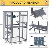 Catio Outdoor Cat Enclosure, Wooden Catio with Window Access for Patio, Indooe Kitty House (Grey) Nyeekoy
