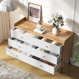 BAZELOR Kids Dresser for Bedroom, 6 Drawer Baby Dresser with Golden Handles, Modern Wood Chest for Hallway, Entryway, Nursery, White BAZELOR
