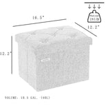 HAUSFRAU Storage Ottoman Foot Rest Stool, Small Folding Ottoman with Storage, Tufted Square Cube Footrest, Linen Beige HAUSFRAU