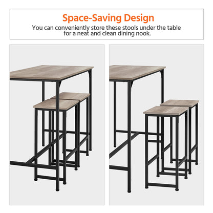 Yaheetech 3 Piece Industrial Bar Table Set with Backless Stools - Stylish Counter Height Kitchen Furniture for Small Spaces - WoodArtSupply