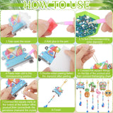 Wesiti 6 Pcs Summer Diamond Art Kits Double Sided Diamond Art Suncatchers Painting Wind Chimes Hanging Ornaments with Crystal Pendant for Adults Kids Summer Beach Home Window Decor DIY Craft Wesiti