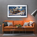 JOOZ Large Christmas Diamond Painting Kits for Adults Full Drill Christmas Train Diamond Art Kits for Adults Snow House Diamond Painting Kits Christmas Tree Gem Art for Home Wall Decor 27.5x15.7 Inch JOOZ