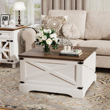 BROTTAR Lift Top Coffee Table with Storage, Square Coffee Table for Living Room with Wireless Charging, Farmhouse Coffee Table with Large Hidden Storage, White, 31.5" BROTTAR