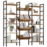 IRONCK Bookshelves and Bookcases 5 Tiers, Triple Wide Industrial Bookshelf, Large Etagere Bookshelf, Display Storage Bookshelves with Metal Frame for Living Room, Home Office IRONCK