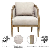 Martha Stewart Whitney Accent Chair for Living Room Bedford Collection, Solid Wood Frame, Plush 6.75" Thick Seat Cushion Removable Backrest, Rustic Farmhouse Furniture Bedroom Chair, 27" W Natural Martha Stewart