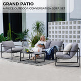Grand patio 4-Piece Outdoor Furniture Set, Patio Outdoor Sofa with Cushion, Modern Metal Couch with Coffee Table, Outdoor Conversation Set for Porch Deck Balcony Backyard Living Room Grand patio