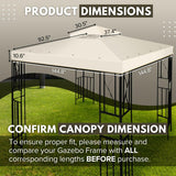 Flexzion 12' x 12' Gazebo Canopy Top Replacement Cover (Ivory) - Dual Tier Up Tent Accessory with Plain Edge Polyester UV30 Protection Water Resistant for Outdoor Patio Backyard Garden Lawn Sun Shade Flexzion