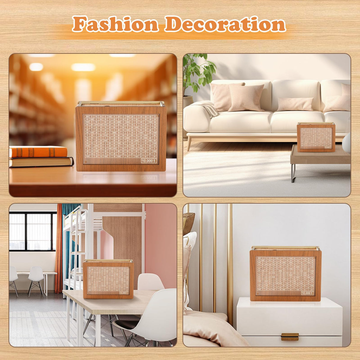 10000 Savings Challenge Box, Cashbox Kakeibo Money Box, Cash Vault Wooden Savings Box 10,000 Dollar, Wooden Digital Piggy Bank for Adults Kids, Money Save Box 10k Smash, Caja De Ahorros, Money Saver CVLDM