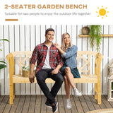 Outsunny Rustic Three-Seat Wooden Patio Bench with Backrest and Armrests Outsunny