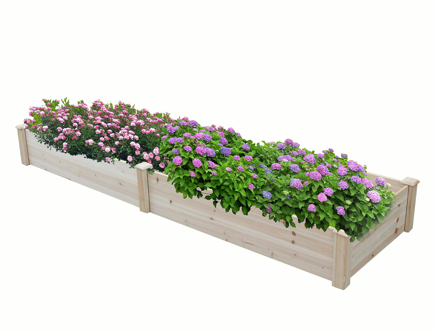 BTExpert 8ft x 2ft Horticulture Raised Garden Beds Elevated Planting Divisible Large Wooden Planter Box Kit Stand for Vegetable Herbs Flower Backyard Patio Balcony Bed Liner Outdoor Clear Nat - WoodArtSupply