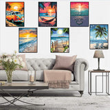 Ekuxom 6 Pack Paint by Numbers Kit for Adults Beginner, 12x16 inch Beach Adult Paint by Number Kits on Canvas, DIY Beach Painting by Numbers for Adults Home Wall Decor Ekuxom