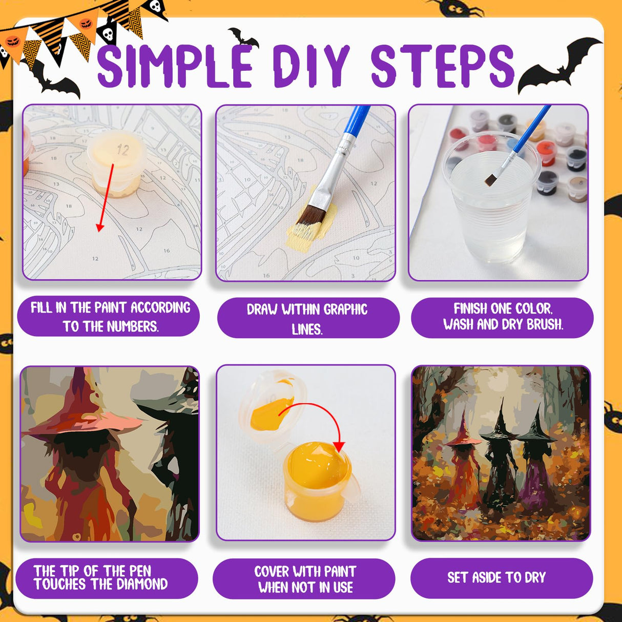 Halloween Paint by Numbers Kit for Adults Beginner, Fall Paint by Number Halloween, Painting by Numbers, Easy DIY Crafts for Gift Home Wall Decor 16x20inch hkejoi