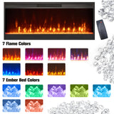 RedLemon Farmhouse Fireplace TV Stand for 80 Inch TV, 36" Tall Entertainment Center with 42" Crystal Eletric Fireplace, Modern Media Console Table with LED Lights for Living Room, Reclaimed Barnwood RedLemon