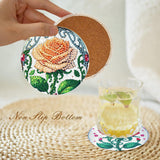 Diamond Art Coasters Kit for Adults, 8 Pcs Rose Diamond Painting Coasters Kit with Holder, DIY Non Slip Art Supplies for Beginners 4x4in Axquilon