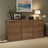 Jiaoun 63" W 9 Drawer Dressers for Bedroom, Modern Large Wood Dresser Chest of Drawers, Wide Dresser Organizer for Living Room, Hallway,Brown