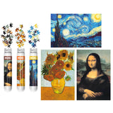 150 Pieces Mini Jigsaw Puzzles for Adults & Kids, 6" x 4" Small Jigsaw Puzzles Capsule Tube Jigsaw Puzzles Intelligent Game, Starry Night Mona Lisa Sunflower 3 Pack LOSFPVR