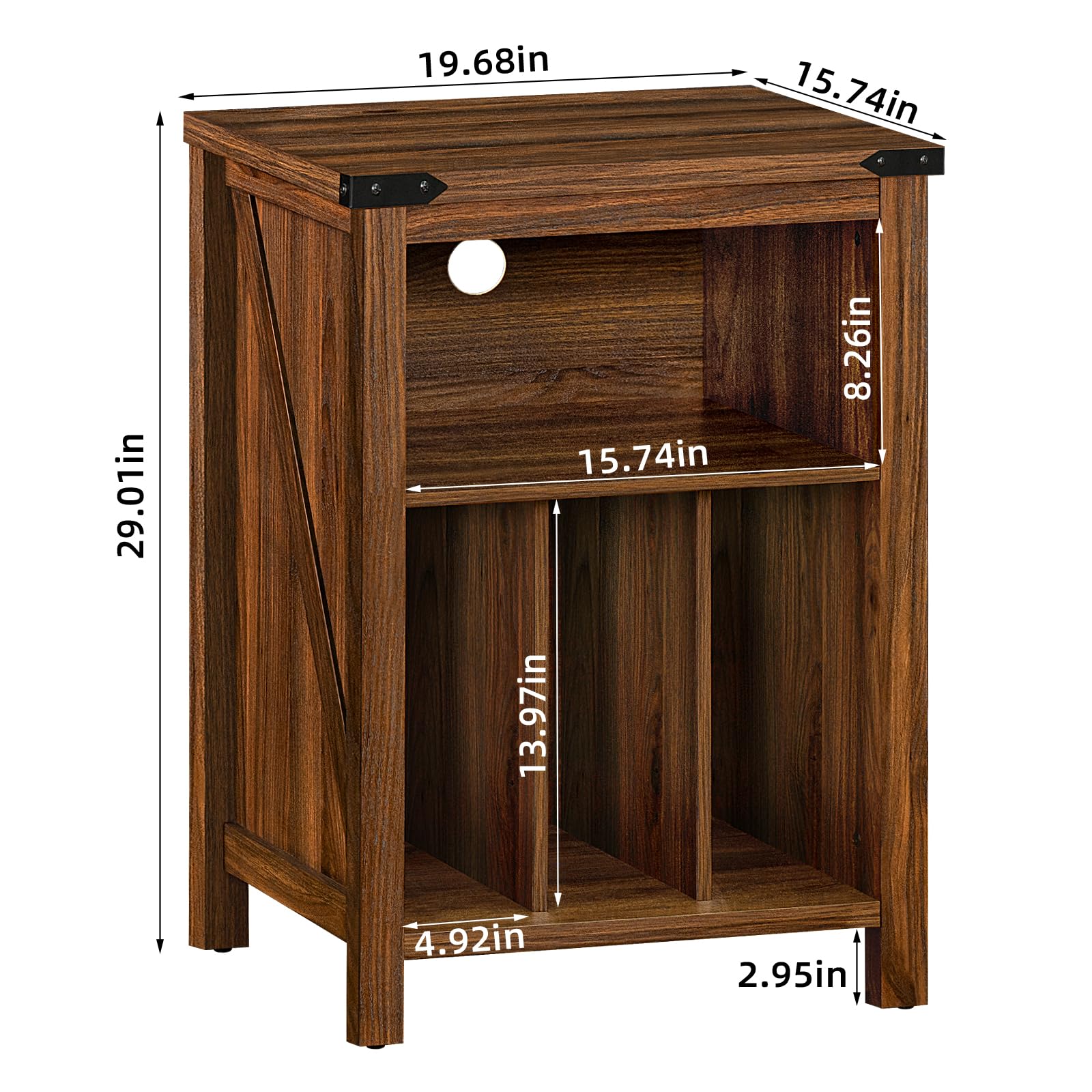 Joaxswe Record Player Stand with Vinyl Record Storage,Rustic Brown Record Player Table Holds up to 160 Albums,Large Wood Turntable Stand Cabinet Dispaly Shelf for Living Room,Bedroom,Office - WoodArtSupply